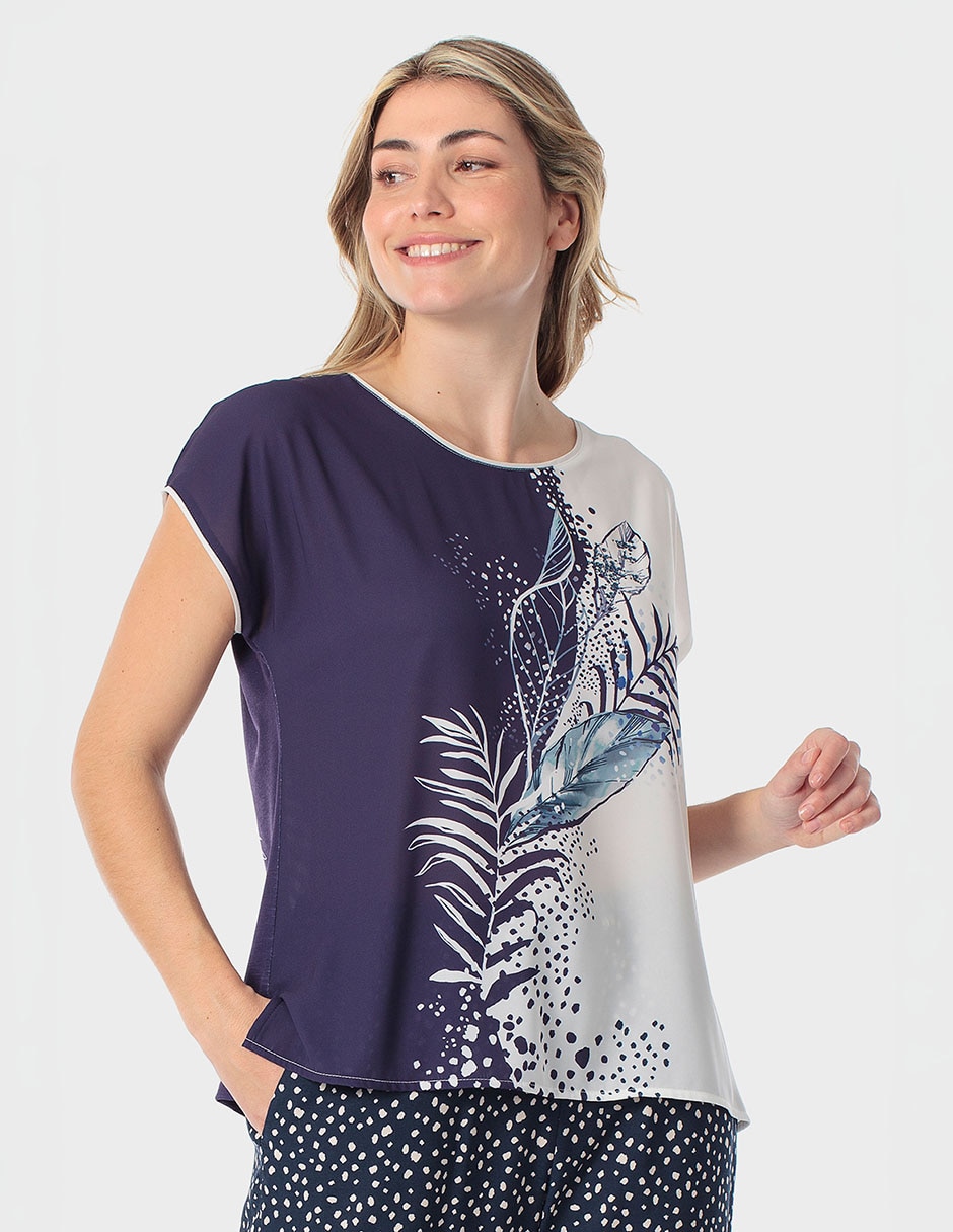 Playera manga corta cuello redondo para mujer