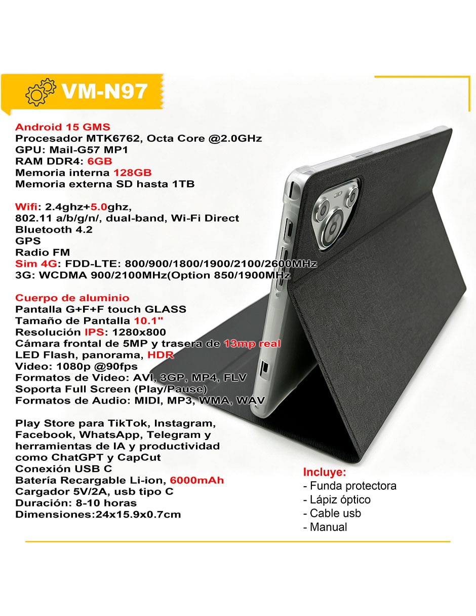 Tablet VAK VM-N97 10.1 pulgadas de 6 GB RAM