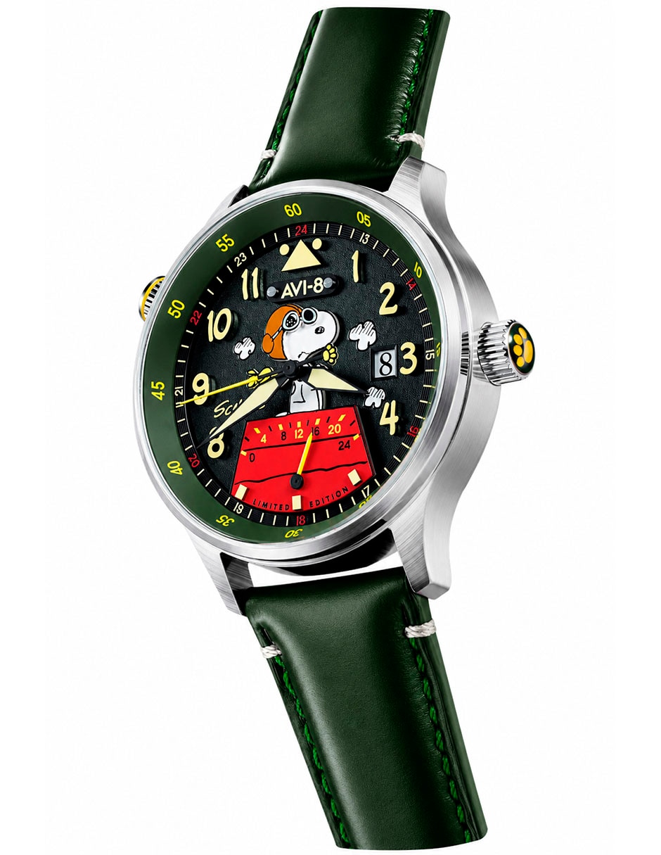 Reloj pulsera Avi-8 Hawker Hurricane Mckellar Dual Time Peanuts Snoopy Flying Ace Edición Limitada para hombre AV-4151-05