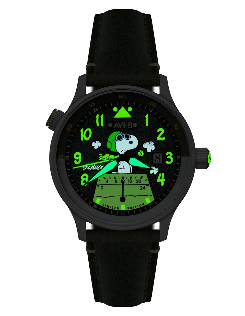 Reloj pulsera Avi-8 Hawker Hurricane Mckellar Dual Time Peanuts Snoopy Flying Ace Edición Limitada para hombre AV-4151-05