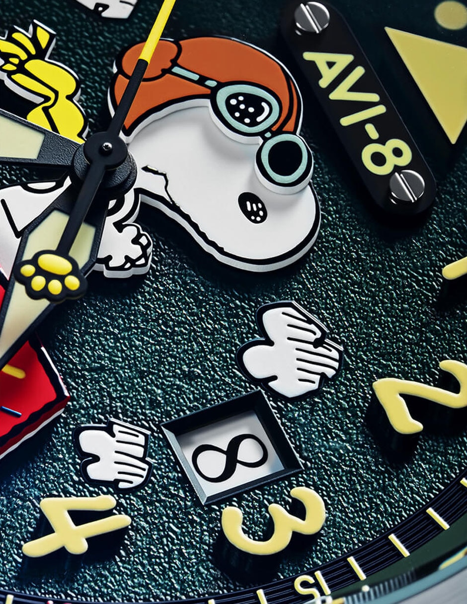 Reloj pulsera Avi-8 Hawker Hurricane Mckellar Dual Time Peanuts Snoopy Flying Ace Edición Limitada para hombre AV-4151-05