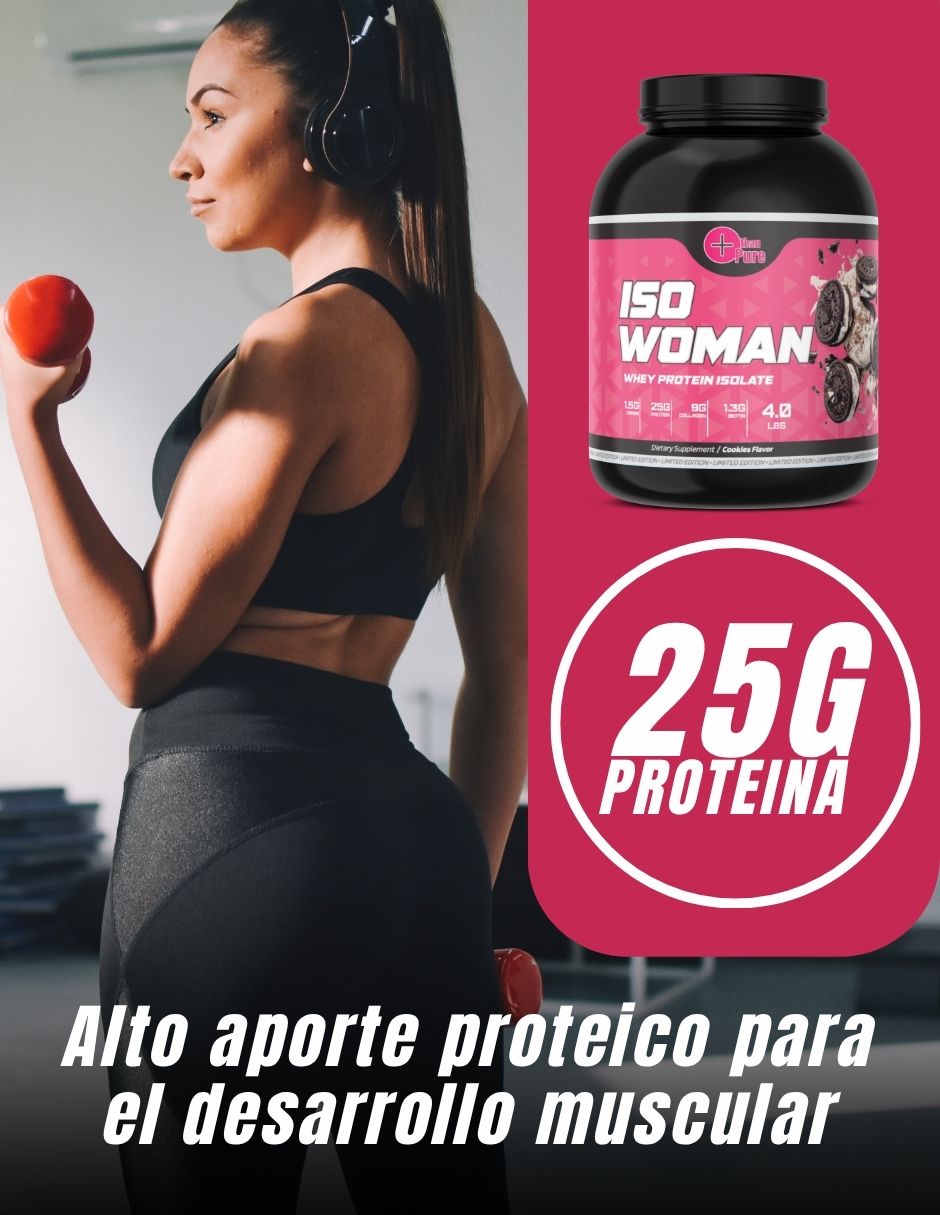 Kit de Iso Woman + Glutamina + Creatina Mote Than Pure con biotina y colágeno sabor Galleta