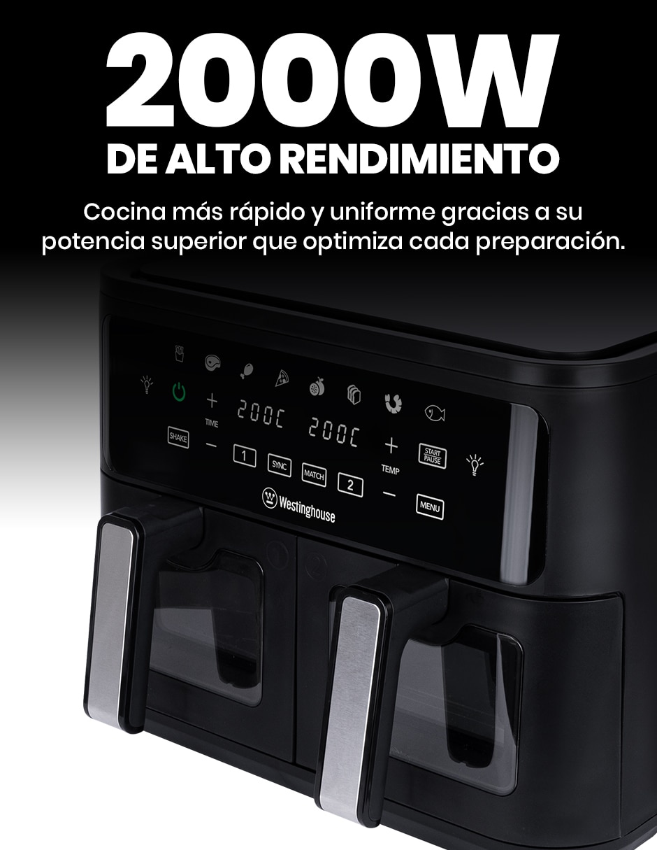 Freidora de aire con Compartimento doble Westinghouse 11 L WKAFID902