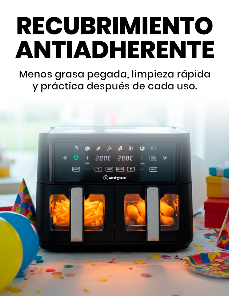 Freidora de aire con Compartimento doble Westinghouse 11 L WKAFID902