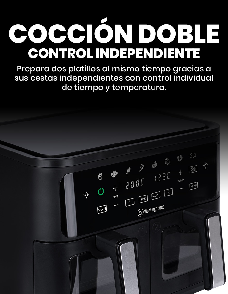 Freidora de aire con Compartimento doble Westinghouse 11 L WKAFID902
