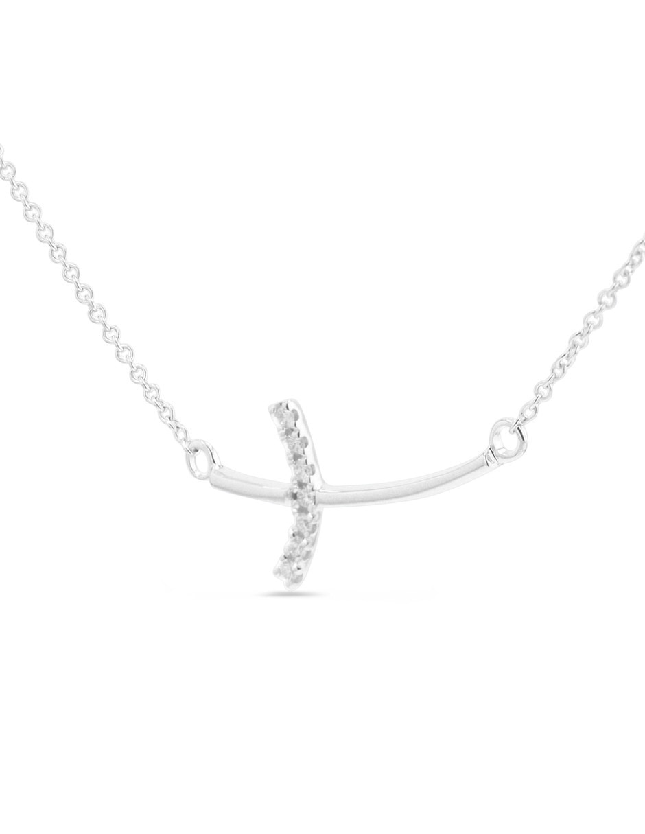 Dije de cruz de oro blanco 14 K 3