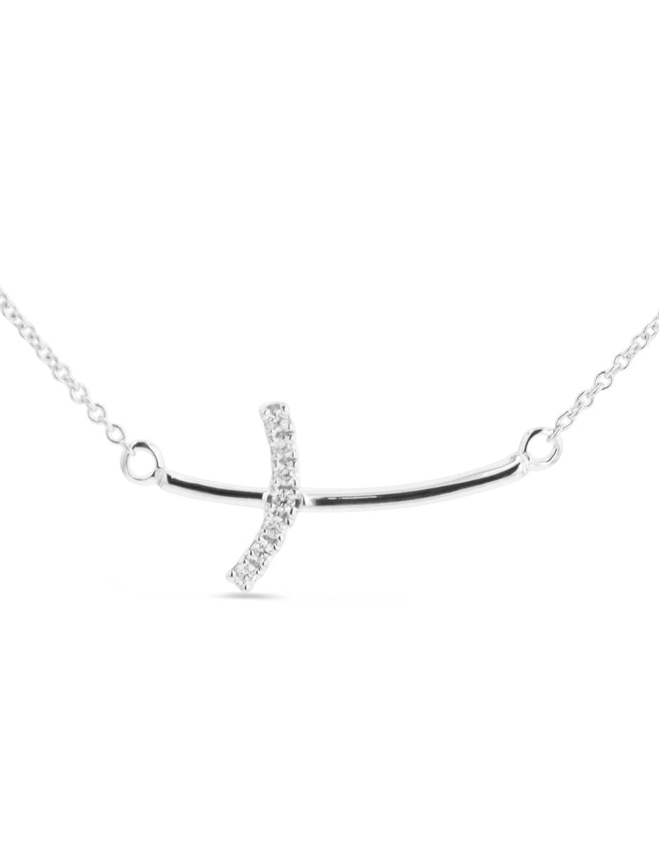 Dije de cruz de oro blanco 14 K