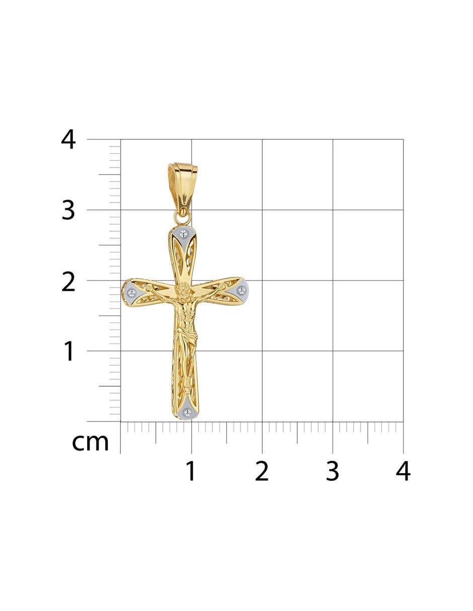 Dije de crucifijo Joyerías Bizzarro de oro amarillo 14 K