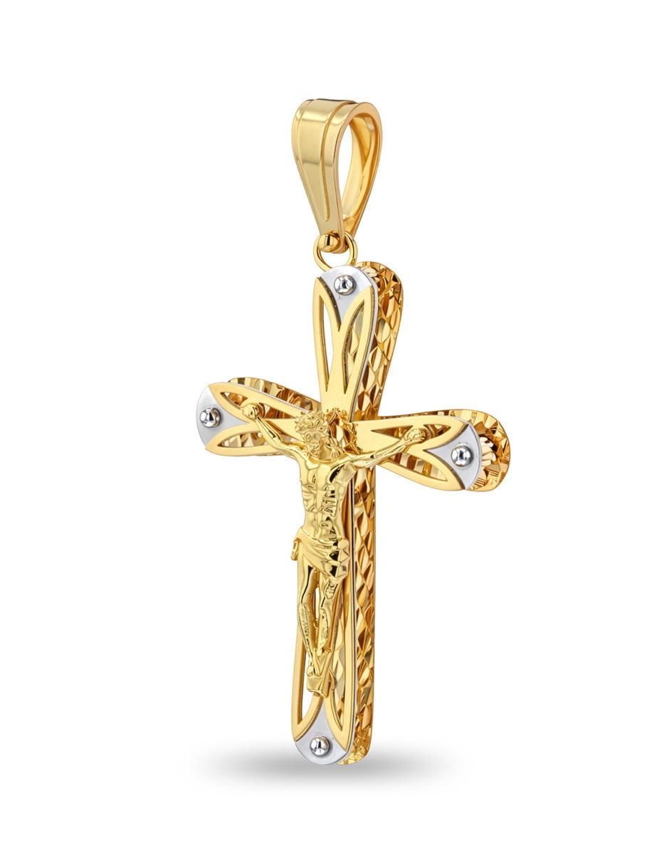Dije de crucifijo Joyerías Bizzarro de oro amarillo 14 K