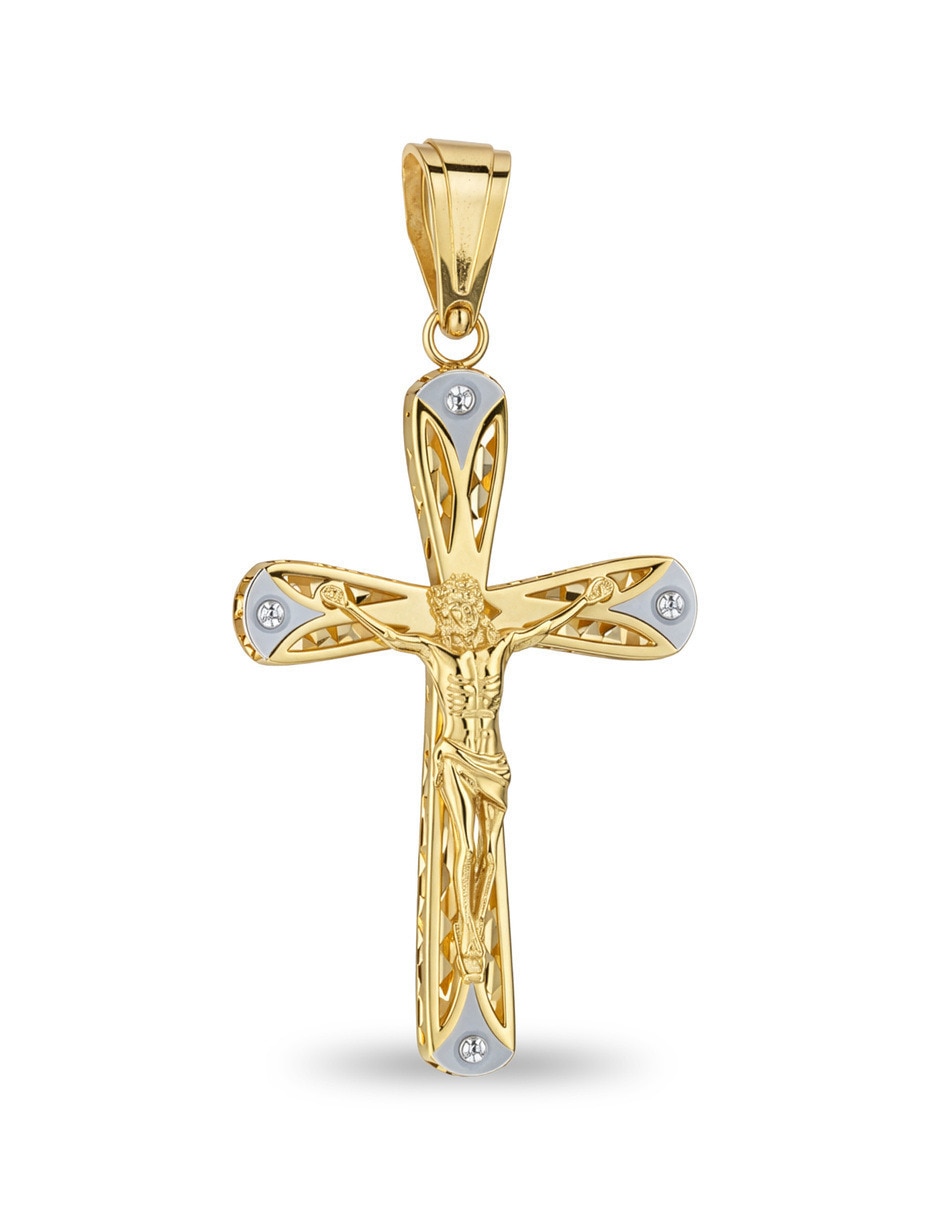 Dije de crucifijo de oro amarillo 14 K