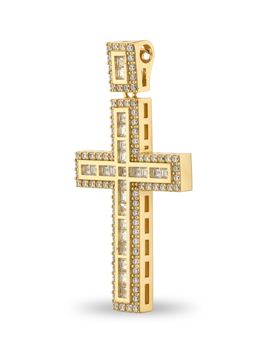 Dije de cruz de oro amarillo 14 K 3