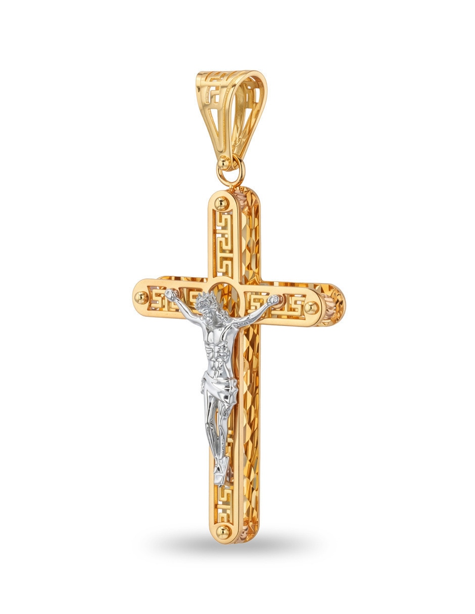 Dije de crucifijo Joyerías Bizzarro de oro florentino 14 K