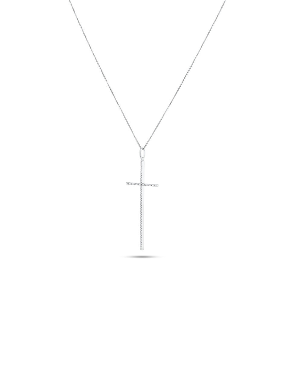 Dije de cruz Joyerías Bizzarro de oro blanco 14 K