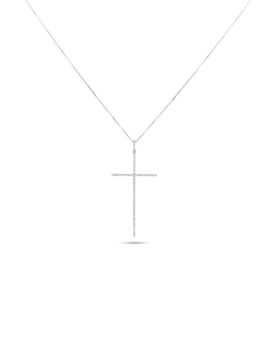 Dije de cruz Joyerías Bizzarro de oro blanco 14 K