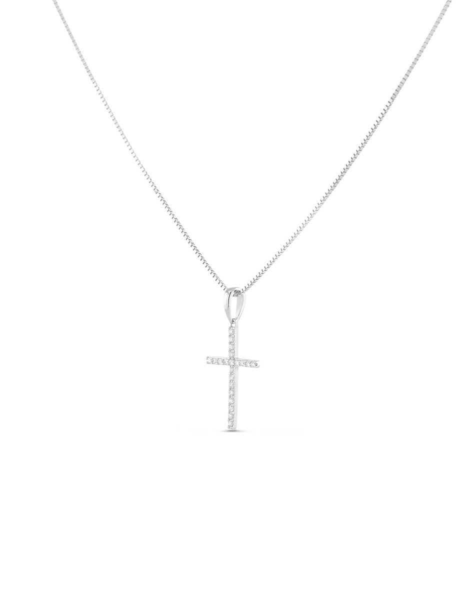 Dije de cruz de oro blanco 14 K 4
