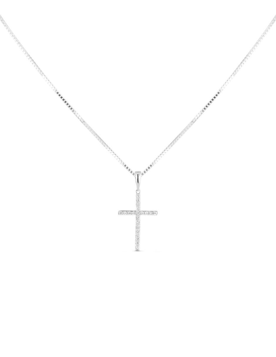 Dije de cruz de oro blanco 14 K Dije de cruz de oro blanco 14 K