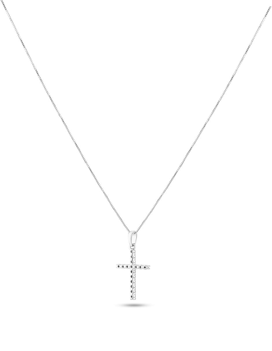Dije de cruz de oro blanco 14 K 3