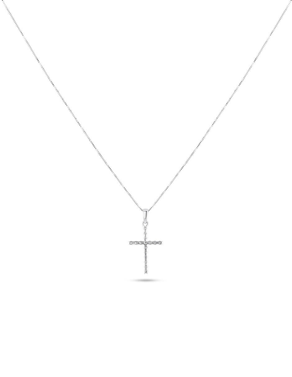 Dije de cruz de oro blanco 14 K