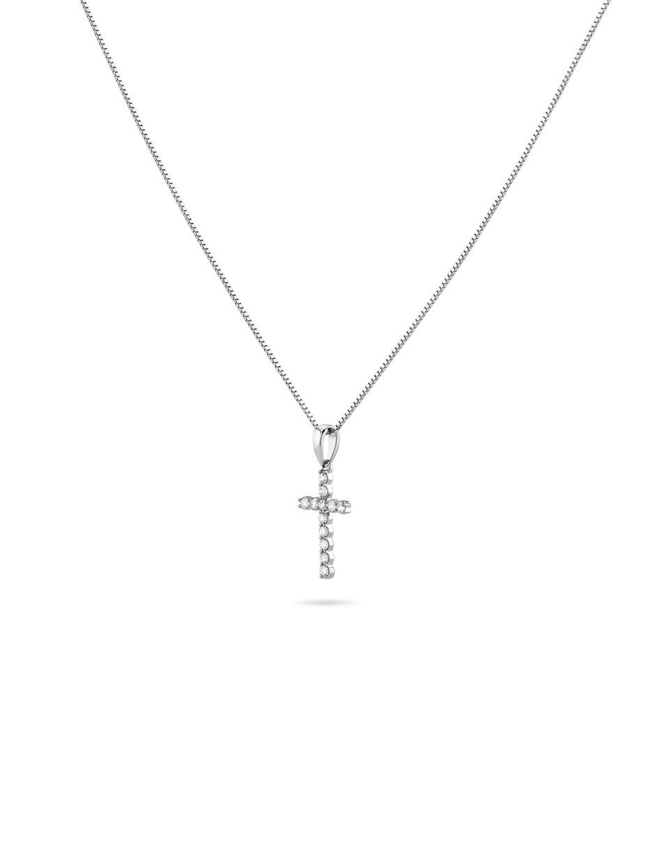 Dije de cruz de oro blanco 14 K 4