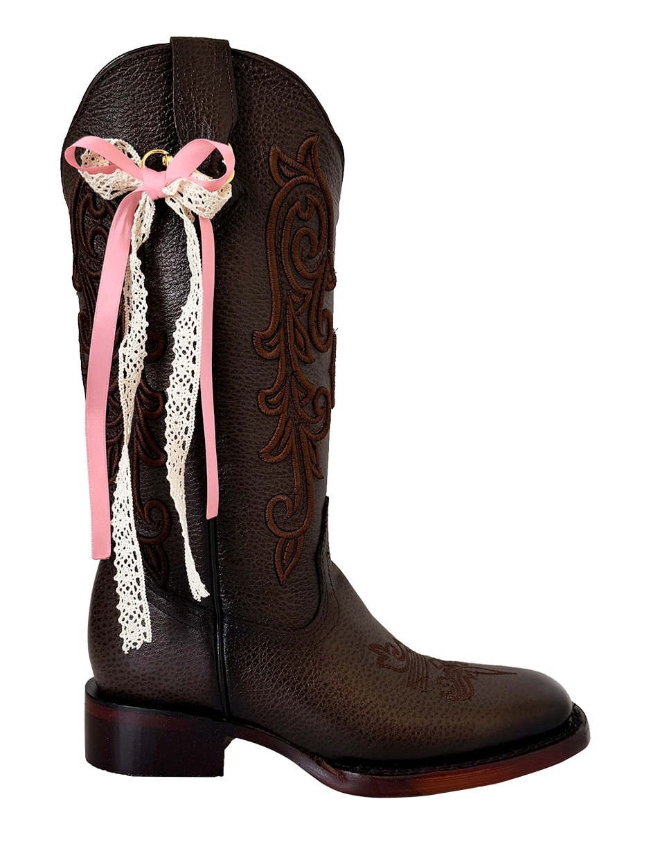 Bota cowboy media pierna vaquero de piel bovino para mujer