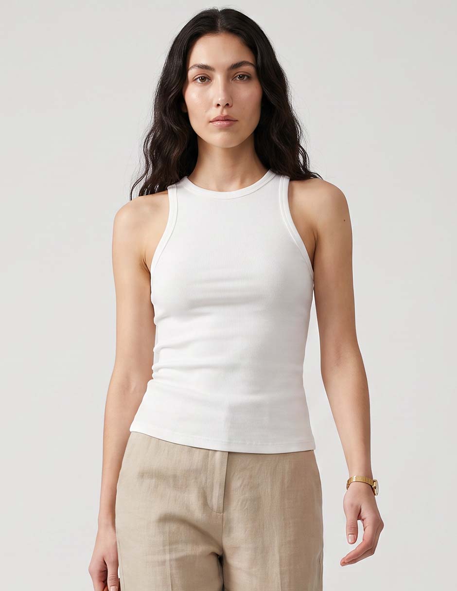 Top cuello redondo tirante ancho Top cuello redondo tirante ancho