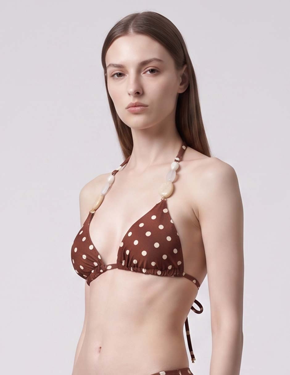 Top bikini estampado lunares con copas para mujer 3