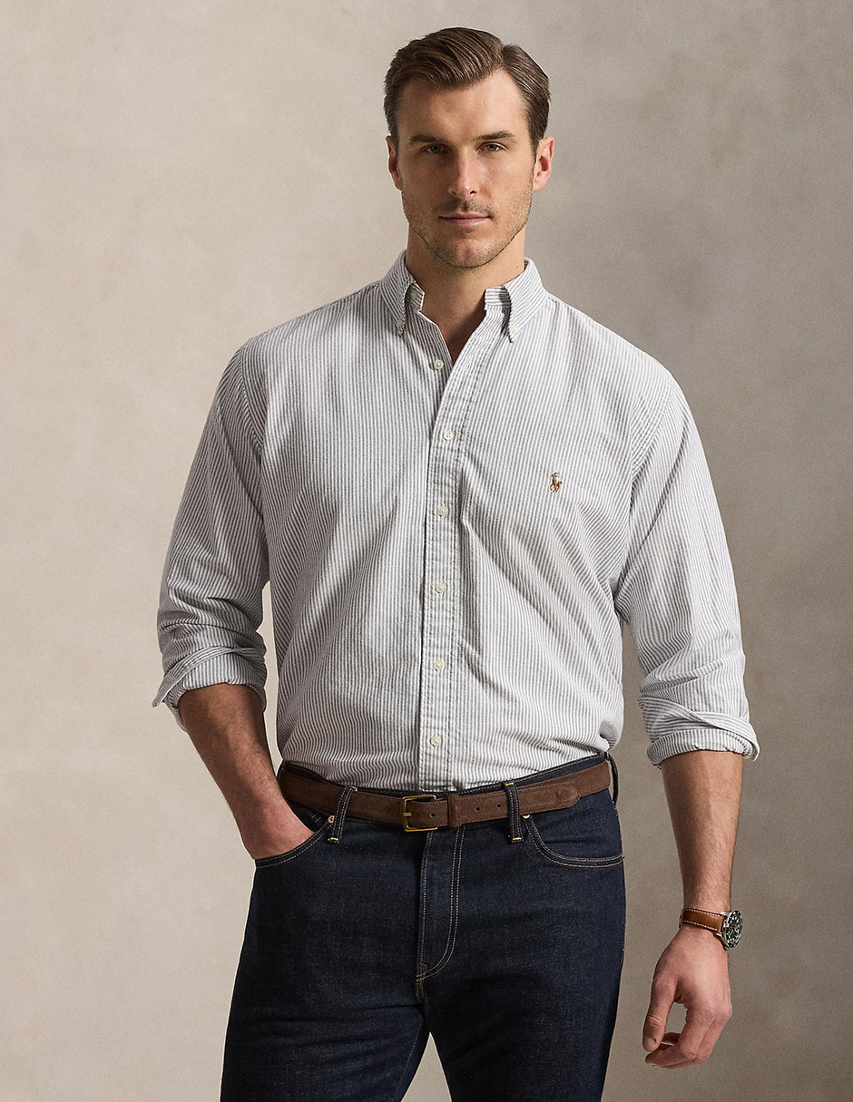 Camisa casual de algodón manga larga para hombre