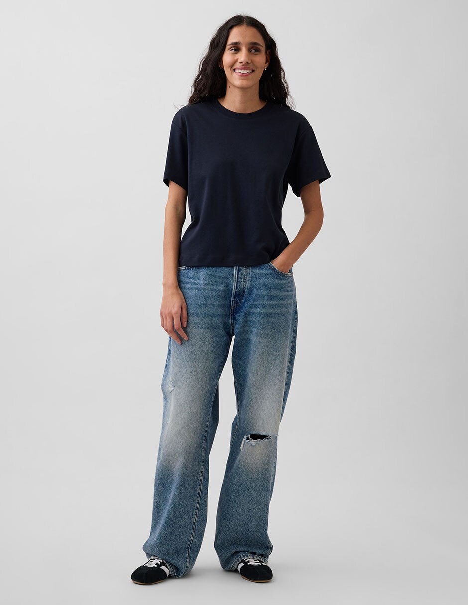 Playera manga corta cuello redondo para mujer