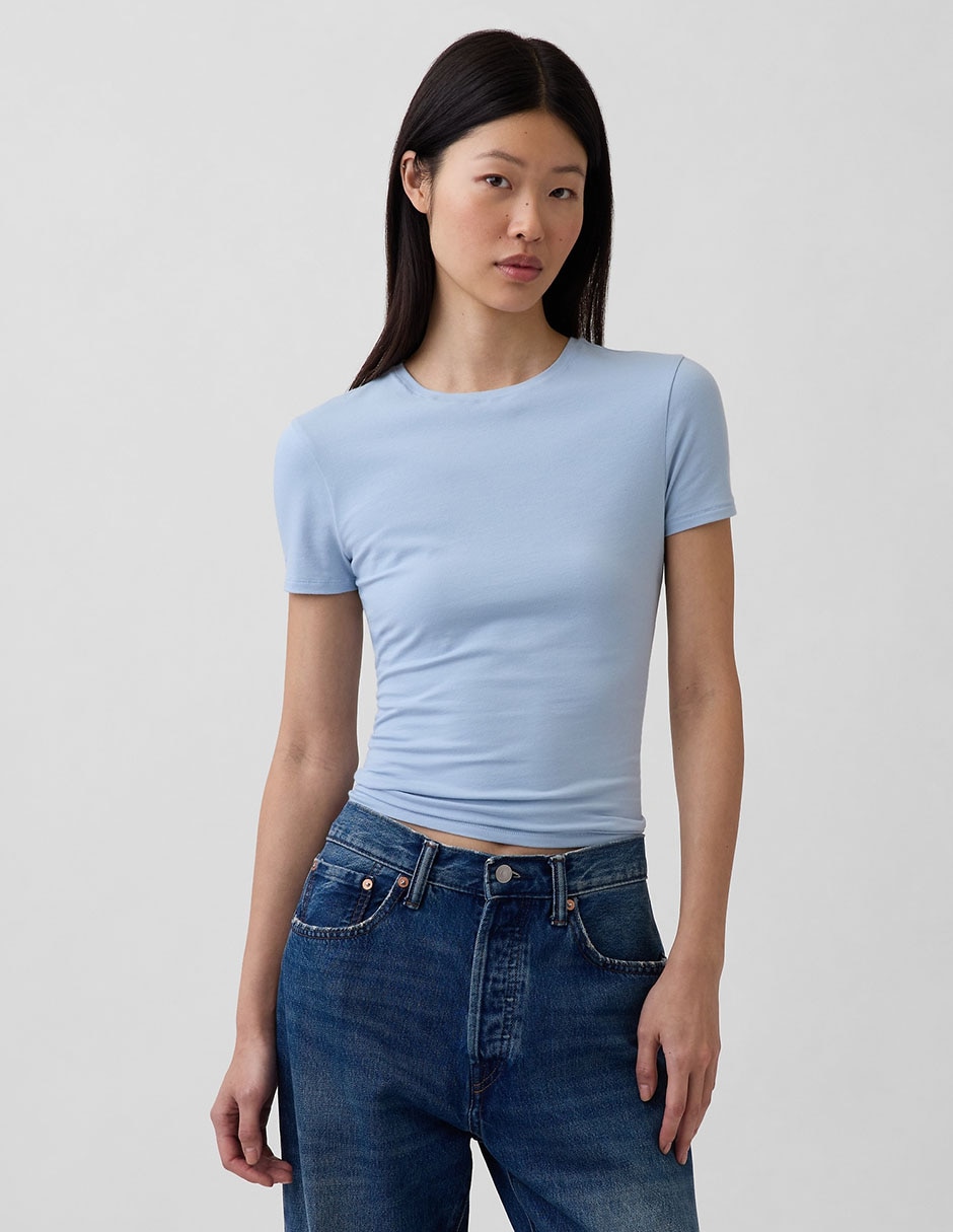 Playera manga corta cuello redondo para mujer Playera manga corta cuello redondo para mujer