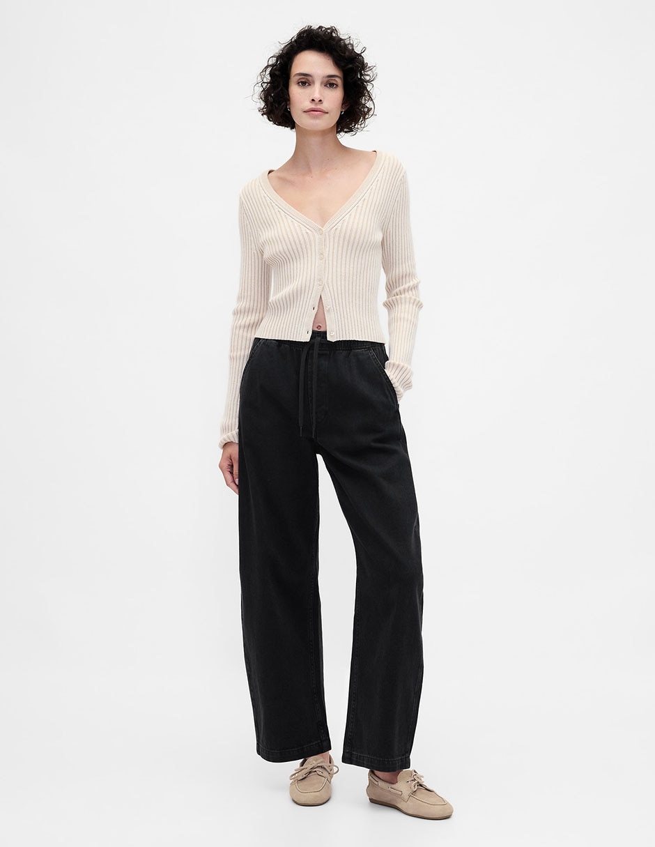 Jeans relaxed wide leg a la cintura para mujer 2