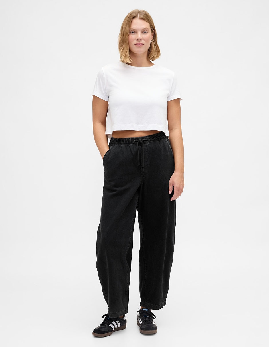 Jeans relaxed wide leg a la cintura para mujer 5