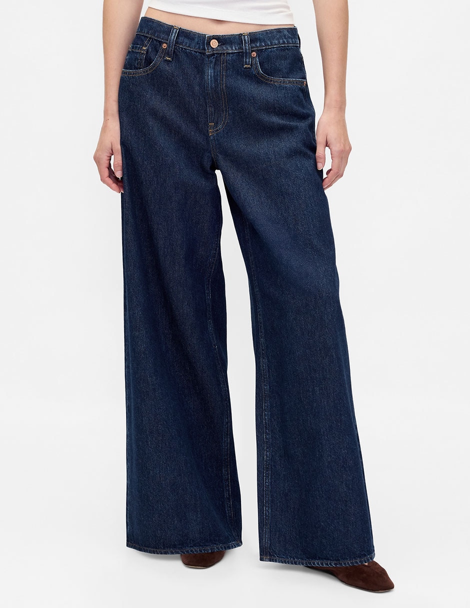 Jeans wide leg corte cintura para mujer