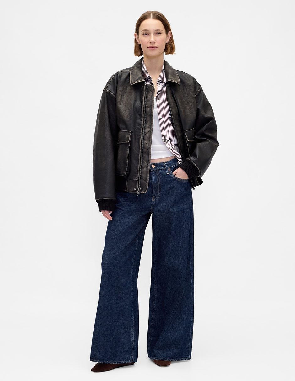 Jeans wide leg corte cintura para mujer 2