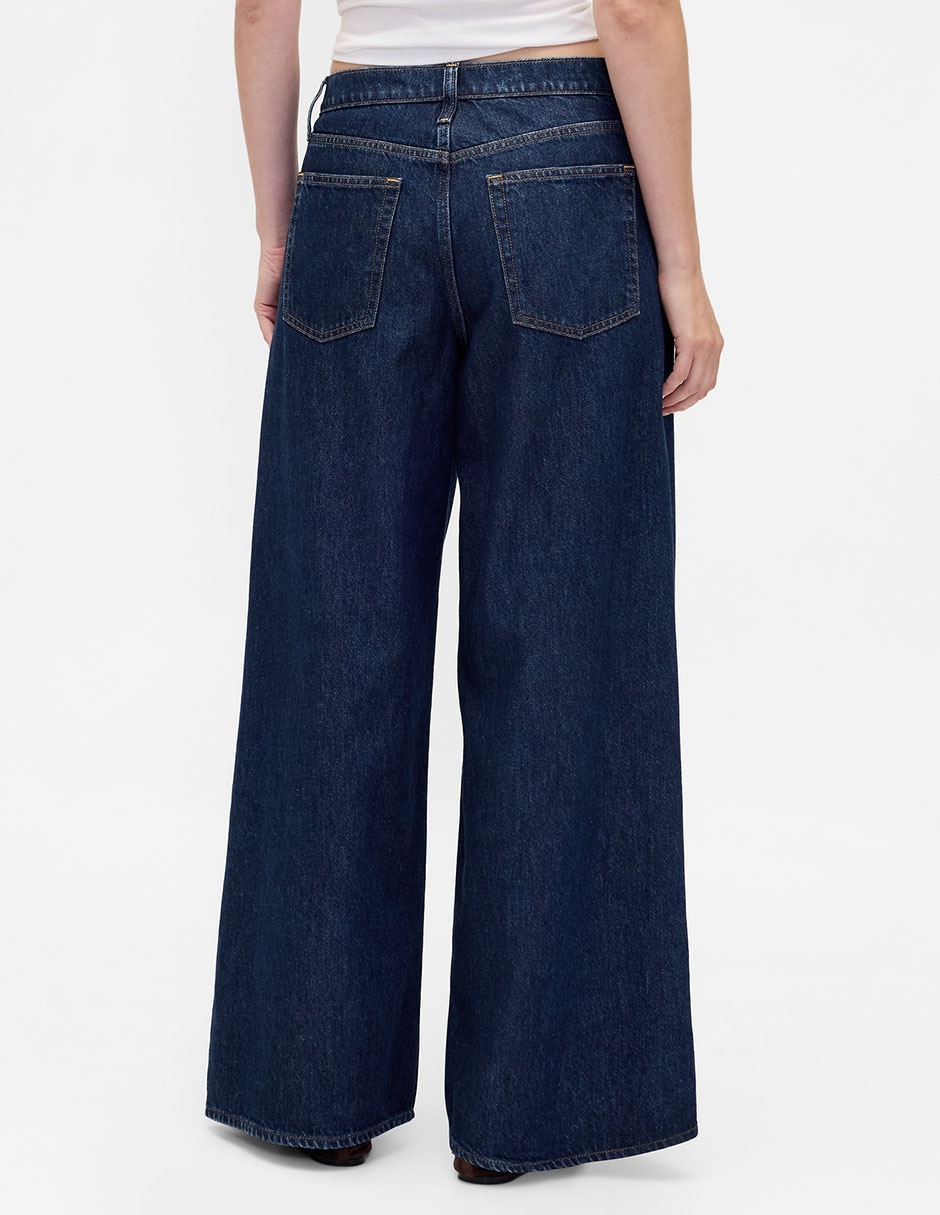 Jeans wide leg corte cintura para mujer 4