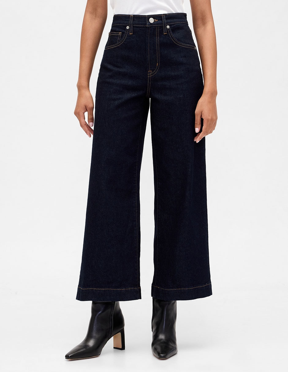 Jeans capri flare corte cintura para mujer Jeans capri flare corte cintura para mujer