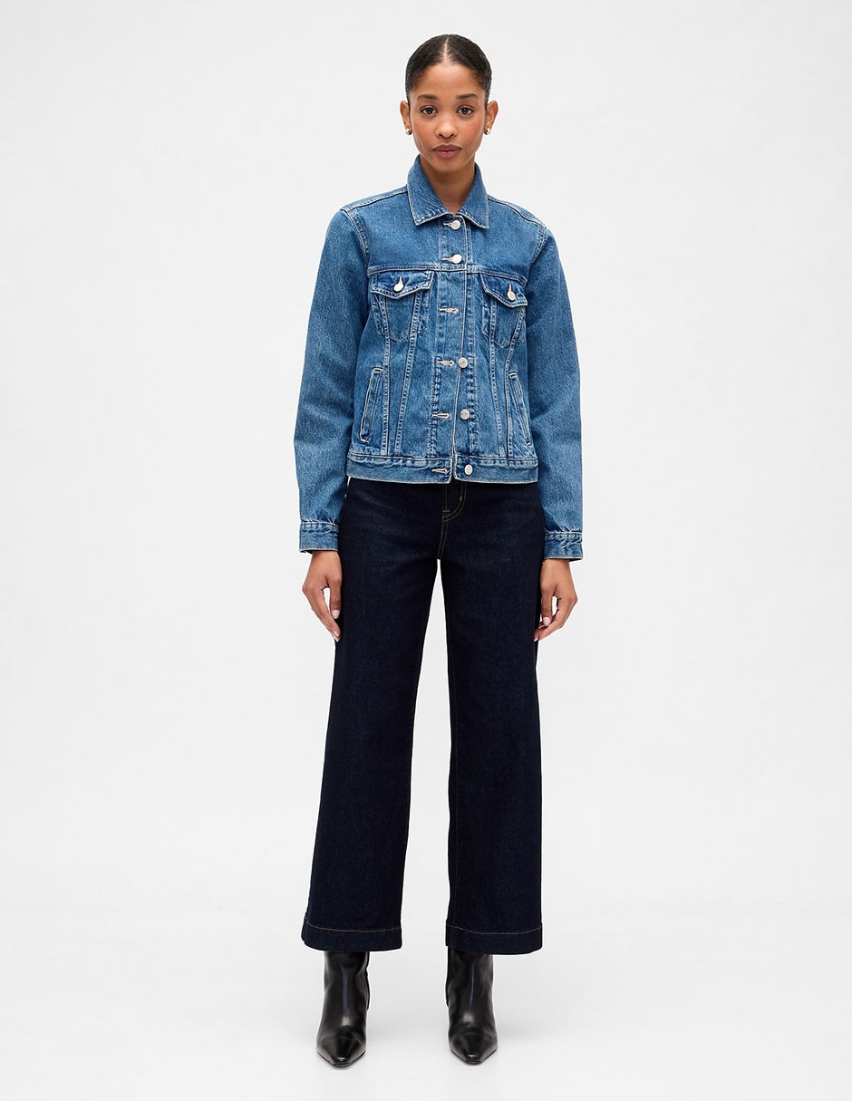 Jeans capri flare corte cintura para mujer 2