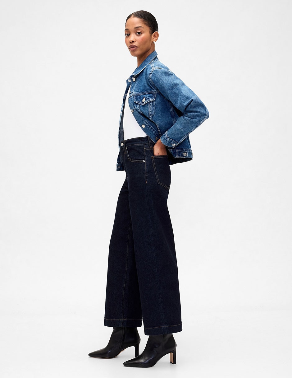Jeans capri flare corte cintura para mujer 3