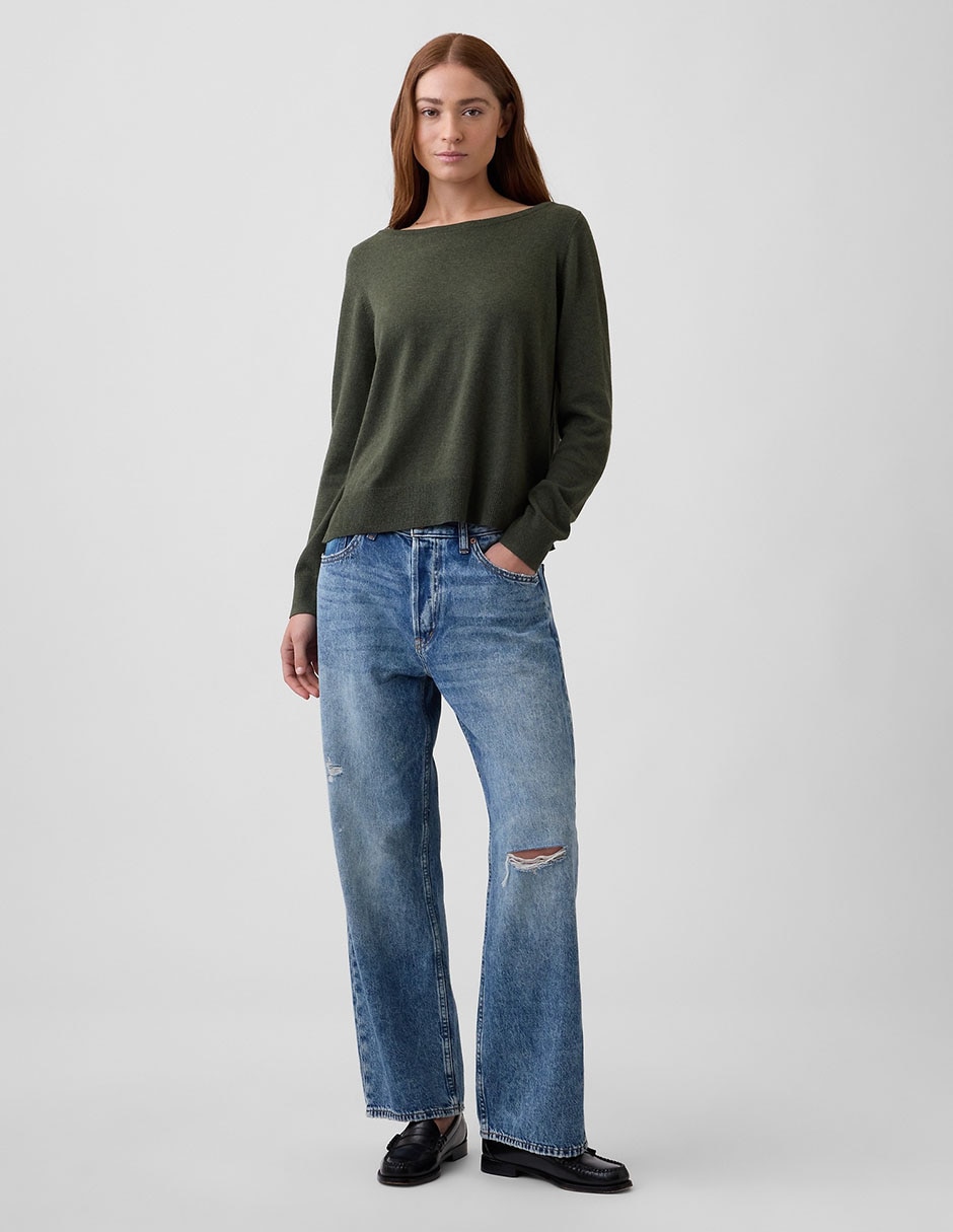 Suéter cuello ojal para mujer