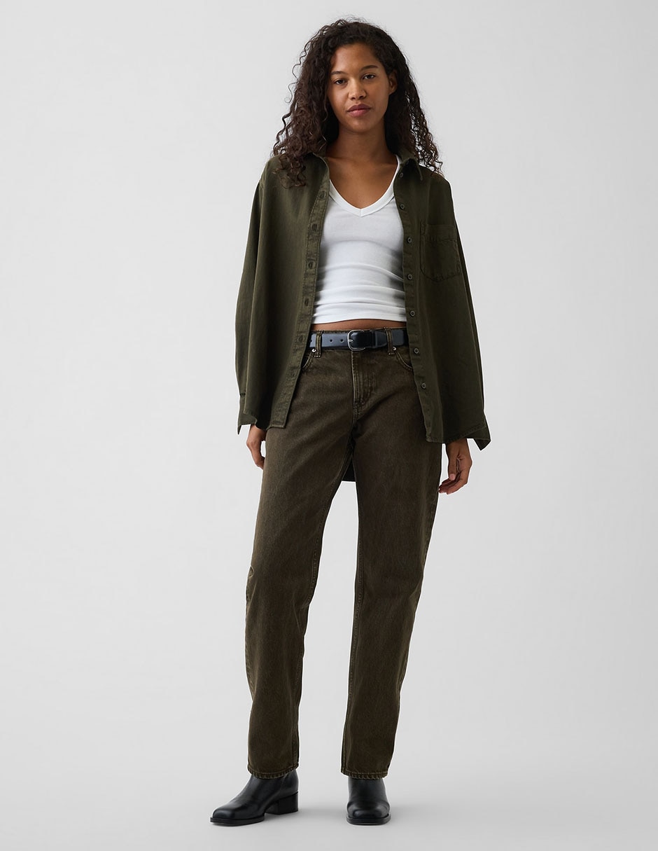 Jeans straight corte cintura para mujer