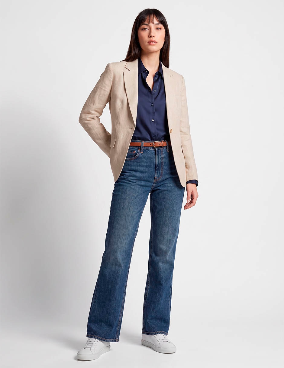 Jeans straight corte cintura para mujer