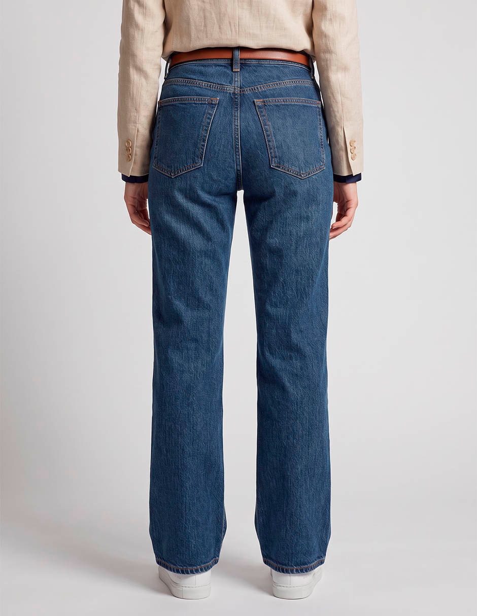 Jeans straight corte cintura para mujer