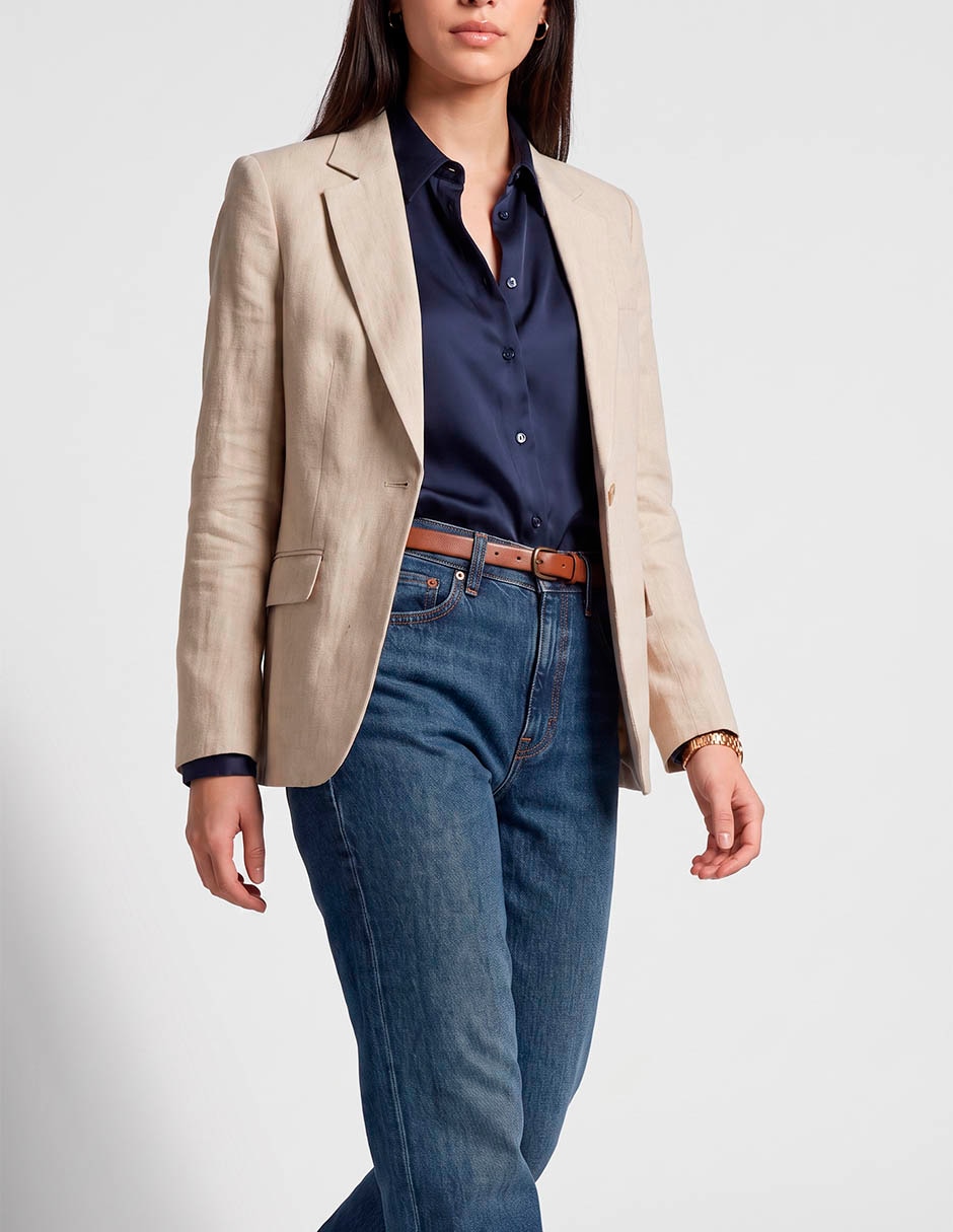 Jeans straight corte cintura para mujer