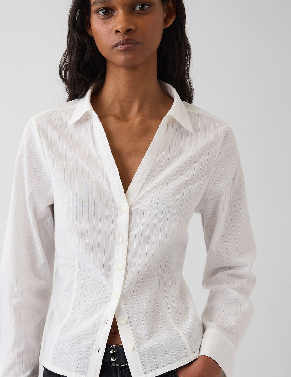 Blusa camisera manga larga para mujer 4