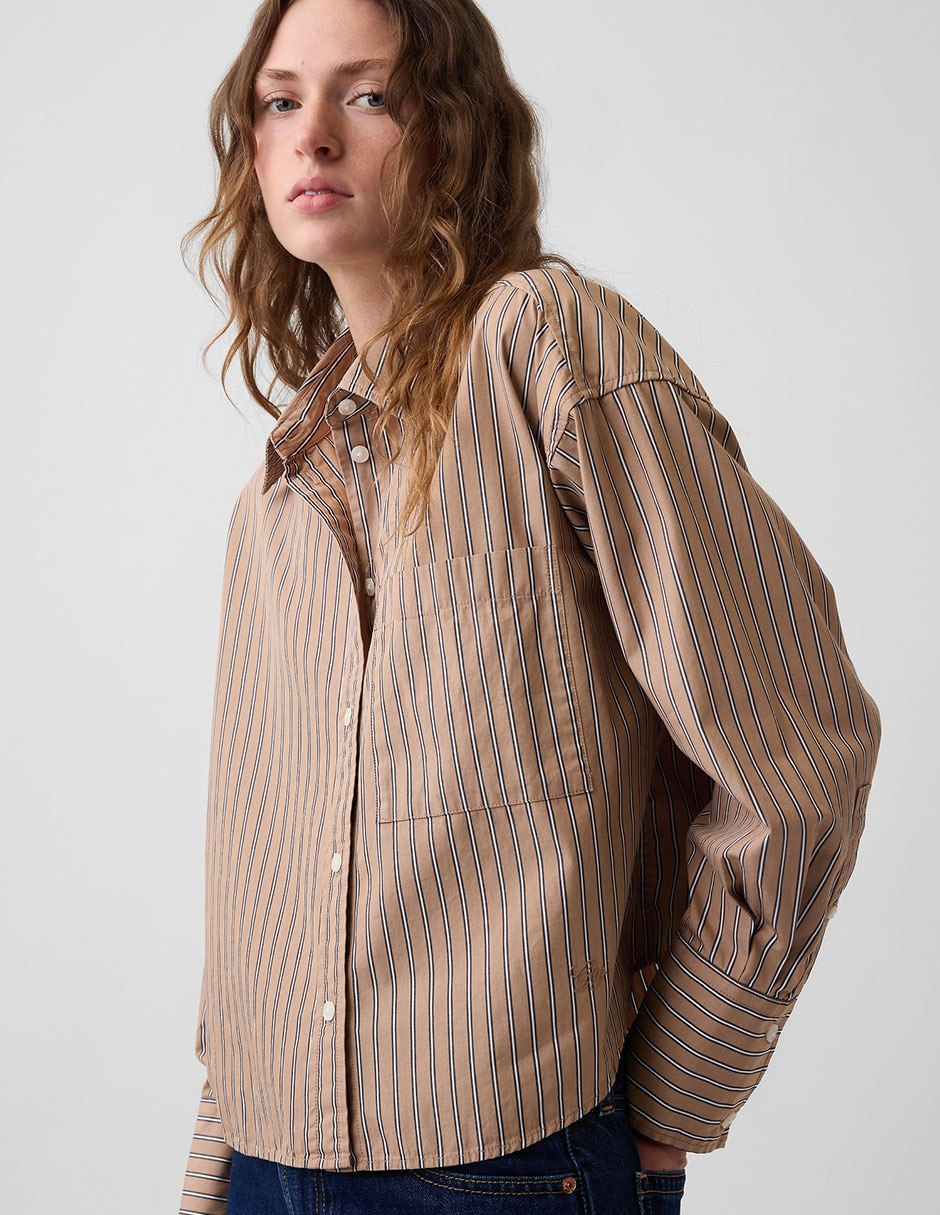 Camisa de algodón manga larga para mujer