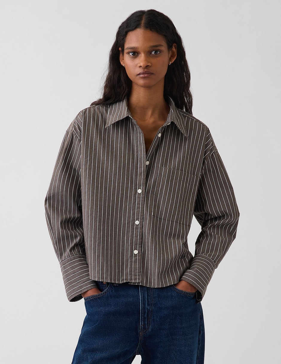 Camisa de algodón manga larga para mujer