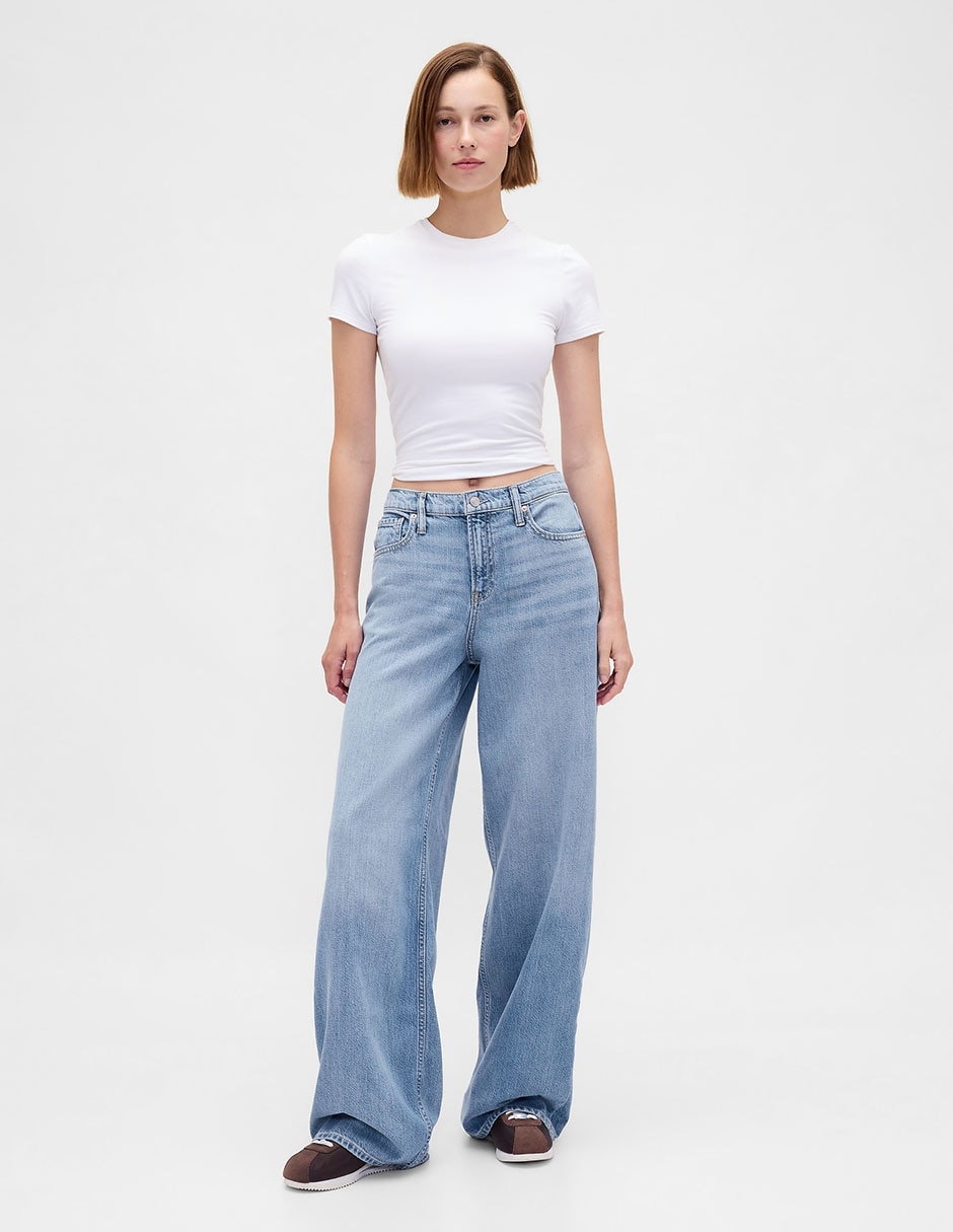 Jeans relaxed baggy corte cadera para mujer 2