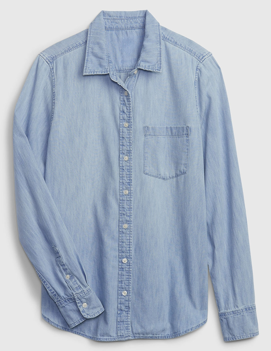 Camisa de mezclilla manga larga para mujer 4