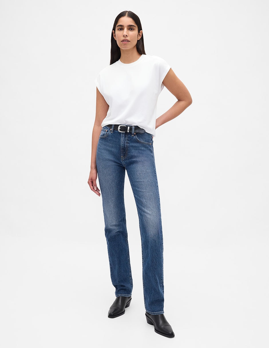 Jeans slim corte cintura para mujer 2