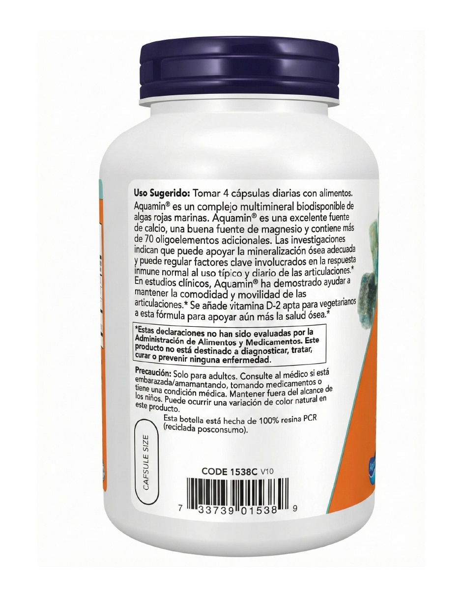 Now red mineral algae calcio magnesio vitamina d2 vegetal y soporte óseo integral Now con mineral de alga roja 180 càpsulas