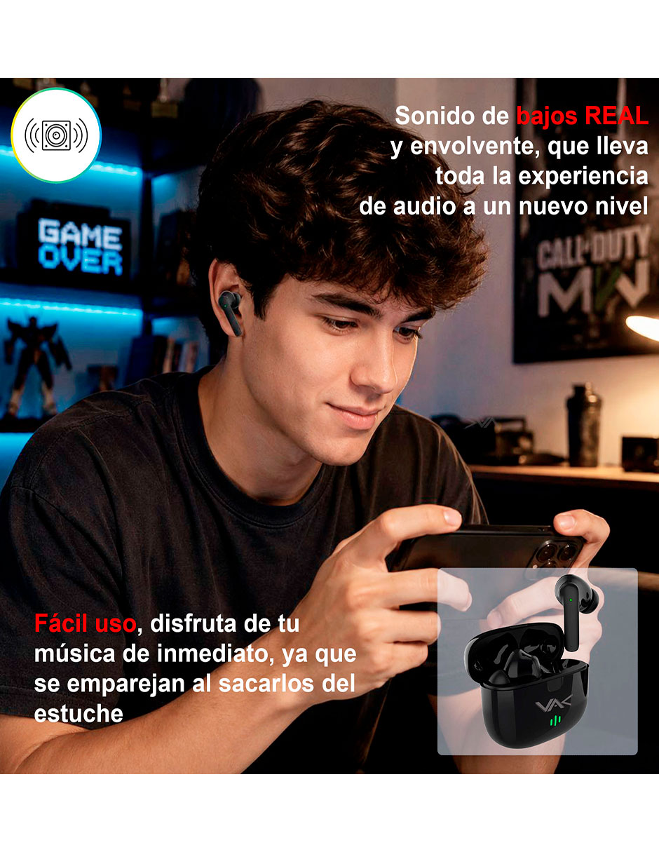 Audífonos True Wireless Vak VD-T18 inalámbricos con cancelación de ruido